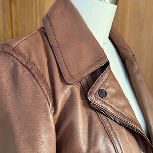 MASSIMO DUTTI Women's Brown Leather Jacket MASSIMO DUTTI.